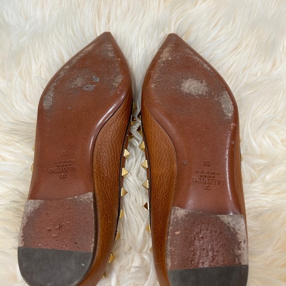 Authentic Valentino Garavani size 38 (7.5) Rockstud Ballet Flat Brown color - Picture 9 of 11